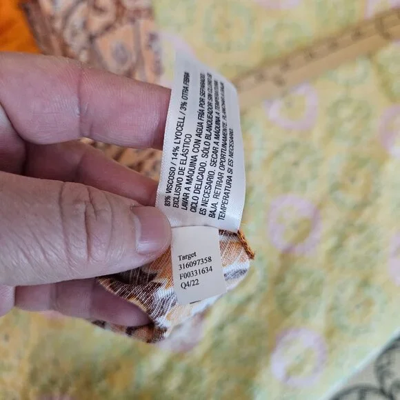 KNOX ROSE Women's Orange Brown Printed Wide Strap Tie-Front Dress Size L - Picture 6 of 9